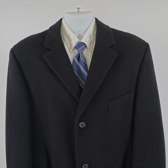 Lauren Ralph Lauren Wool Cashmere 3 Button Overcoat 42R Black - Picture 1 of 10
